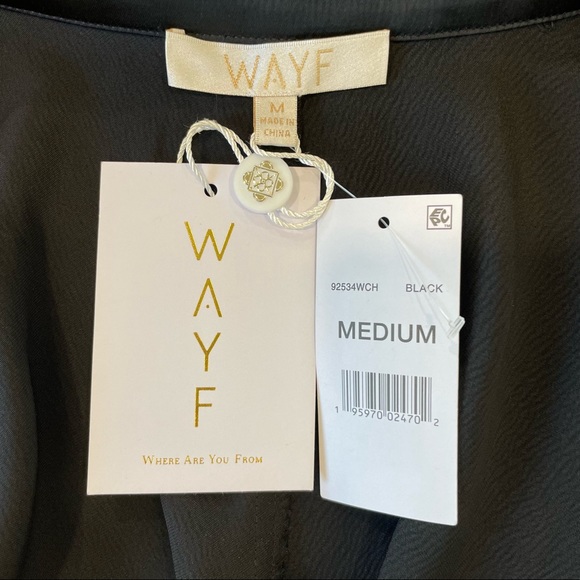 NWT Wayf Black Button Down Shirt Dress with Side Cutouts size Medium - Picture 10 of 12